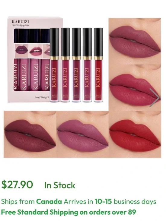 KARUIZI Matte Lip Gloss Set — Pink & Rose Shades - New Sealed!! - Picture 4 of 4